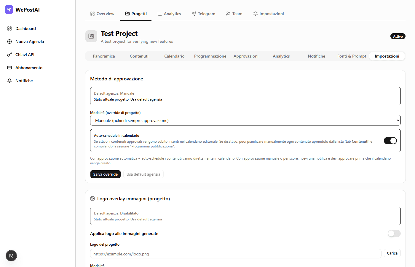Impostazioni Progetto